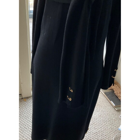EUC Vintage St John Black Long Sleeve Dress w/ Gold Accent & Matching Scarf 6 - Picture 3 of 9